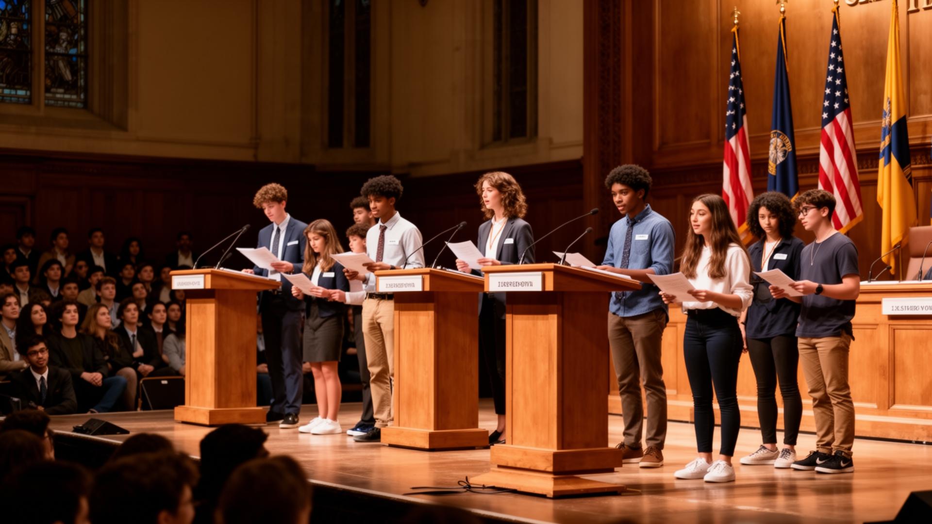 Students competing in a national debate tournament